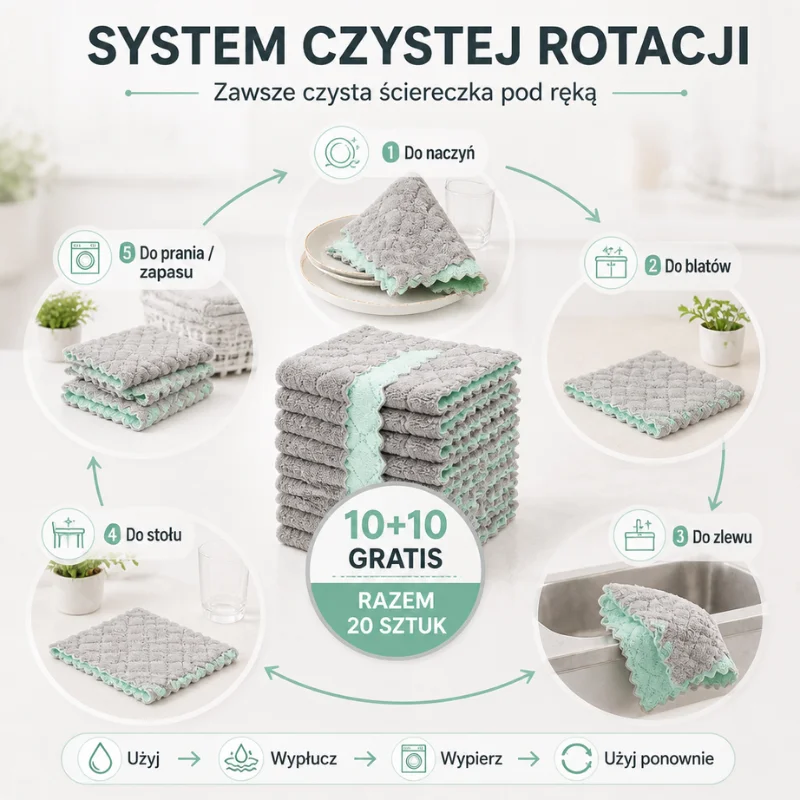 Ściereczki Kuchenne AbsorbFiber™ 10+10 GRATIS - obrazek 5